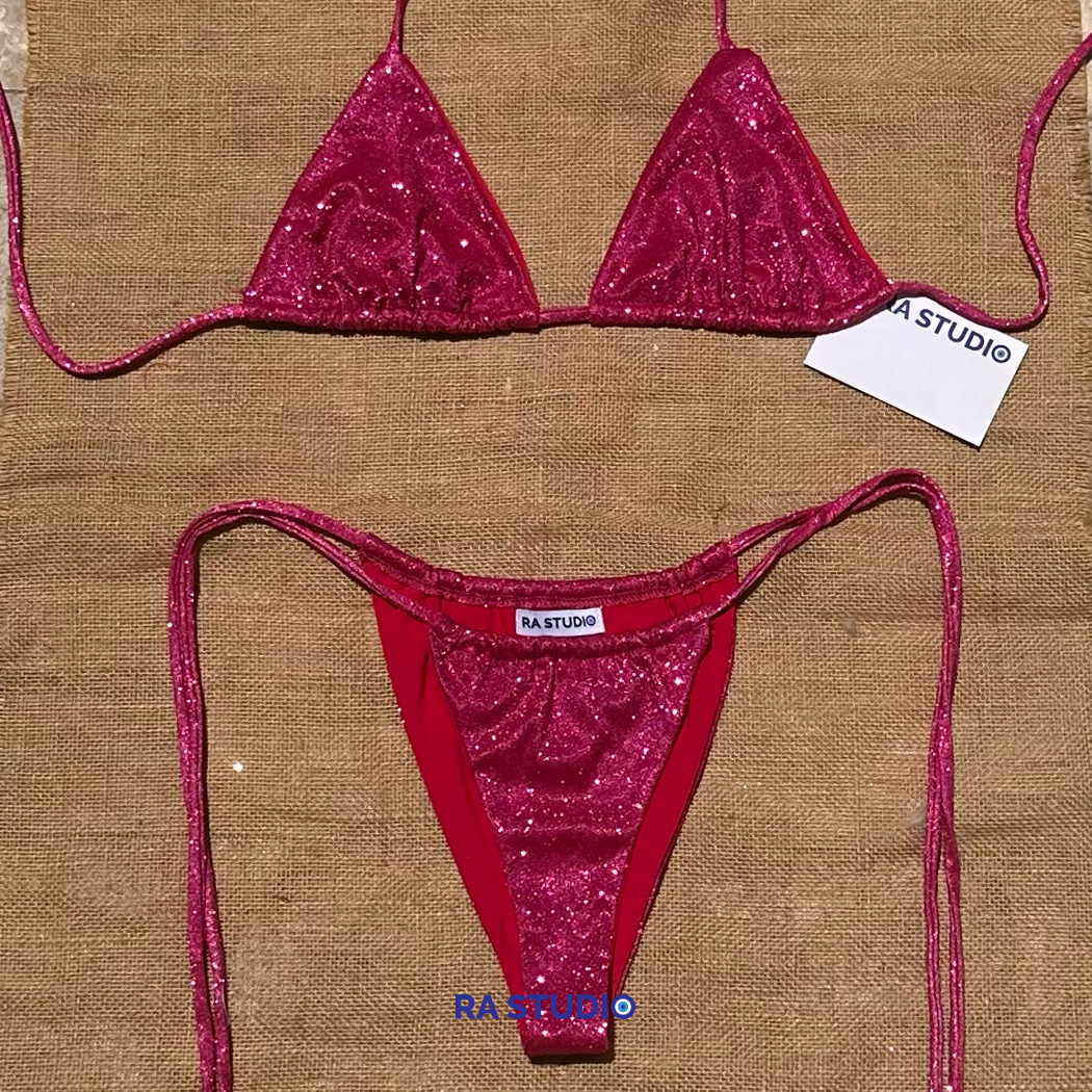 Glitter Bikini Set in Pink