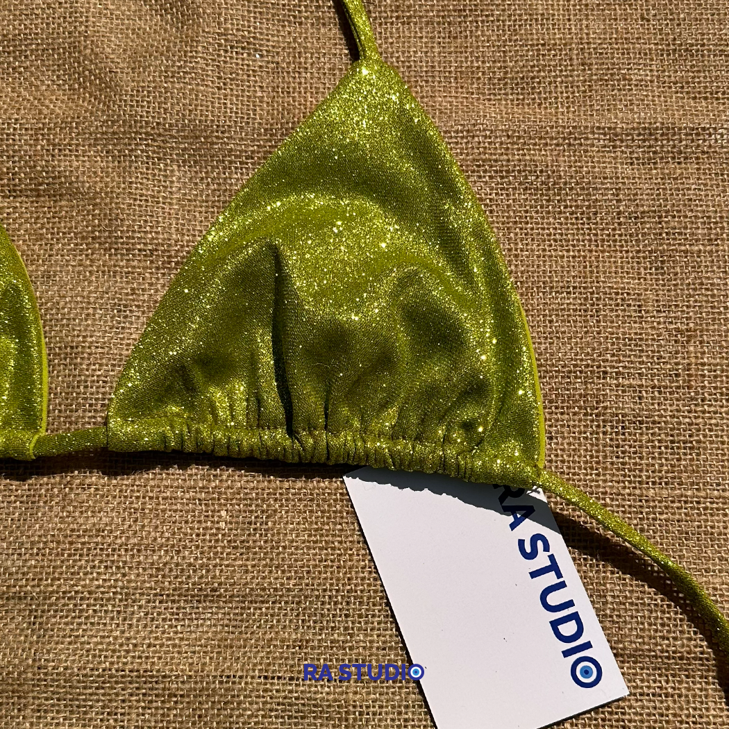 Glitter Bikini Set in Pistachio Green