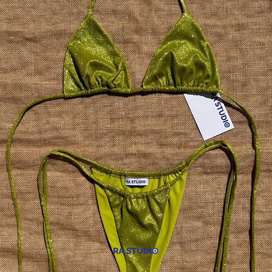 Glitter Bikini Set in Pistachio Green