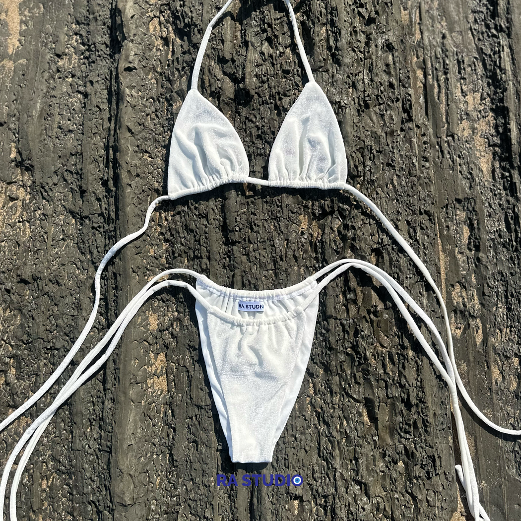 Velvet Bikini Set in Pearl White